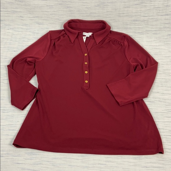 NWT Charter Club 3/4 Sleeve Knit Polo Shirt Medium - Picture 3 of 6